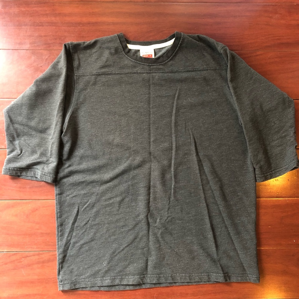 Homage Crew Neck Sweatshirt with Half Length Sleeves in Charcoal